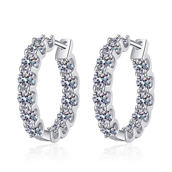 Certified 2.6 ct. t.w. Moissanite Diamond Inside Out Hoop Earrings NEW - Picture 9 of 14